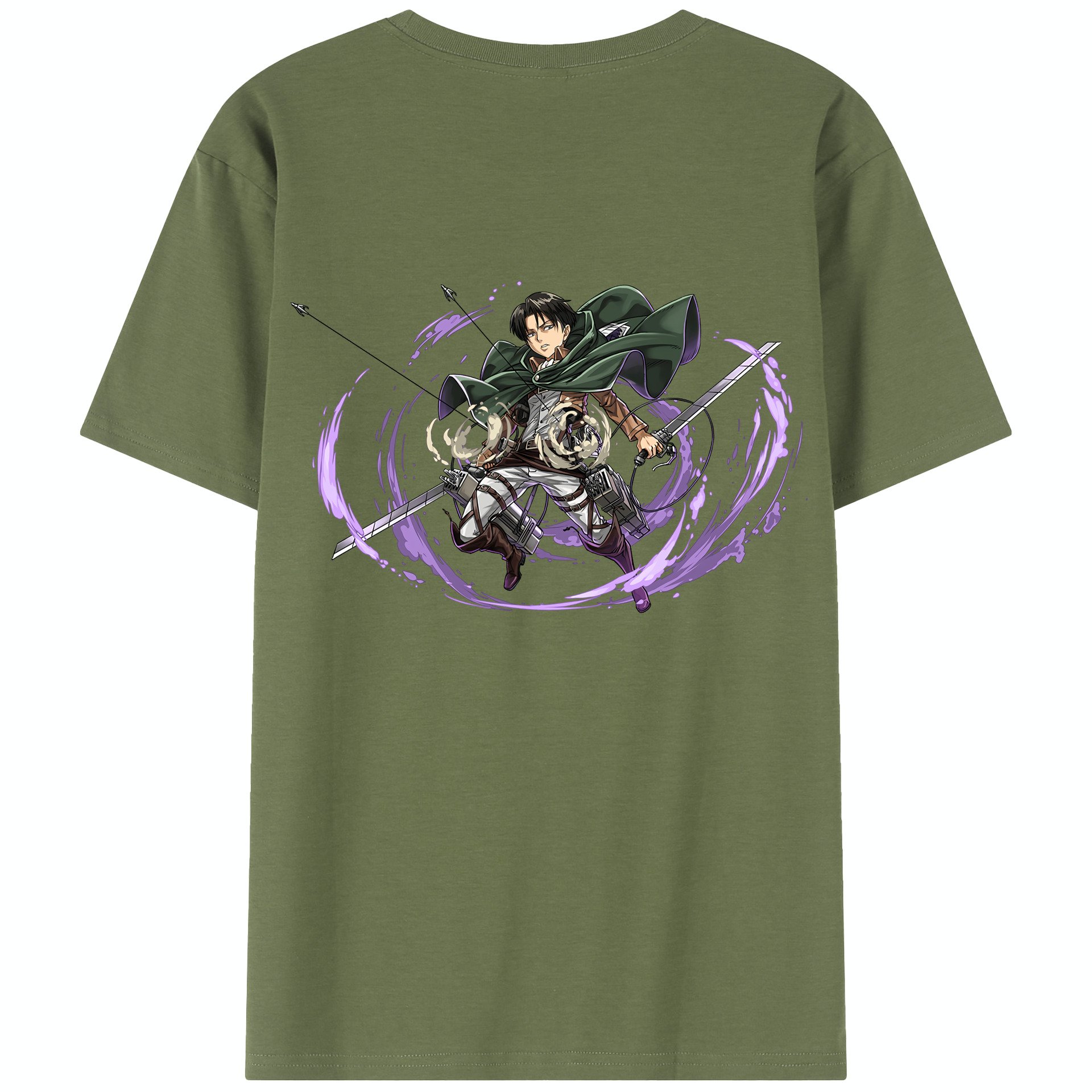 （画像用） 進撃の巨人 リヴァイ·アッカーマン Attack on Titan Levi Ackerman 綿100％半袖Tシャツ（背面プリント）